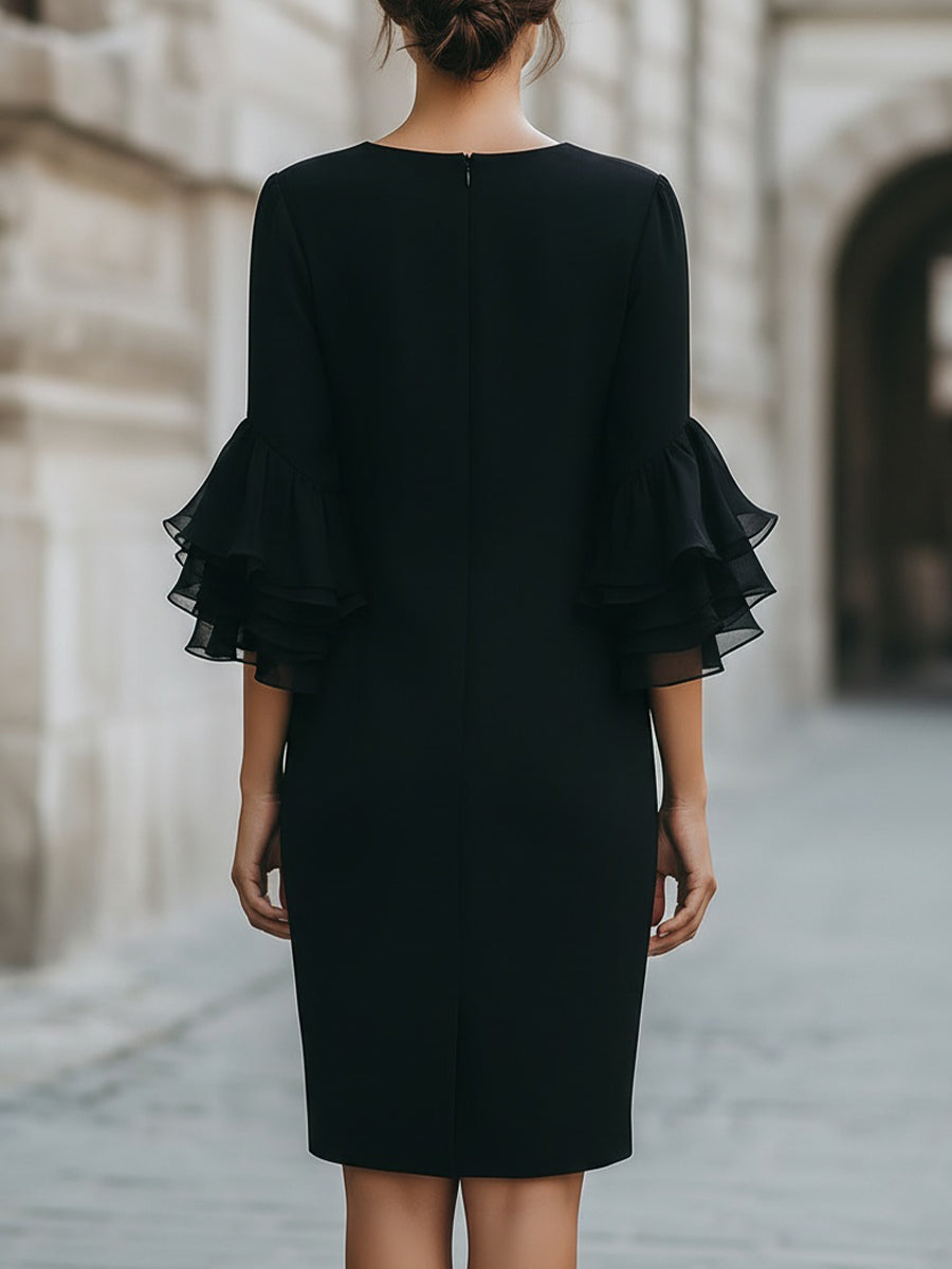 Transparan Fırfır Kollu Siyah Elbise — 3. görsel