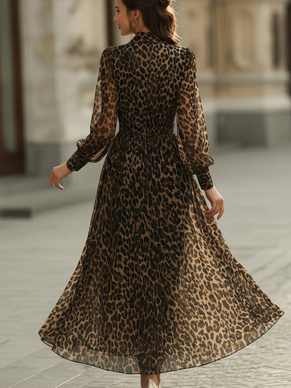 Leopar Desenli Kruvaze Midi Elbise — 6. görsel
