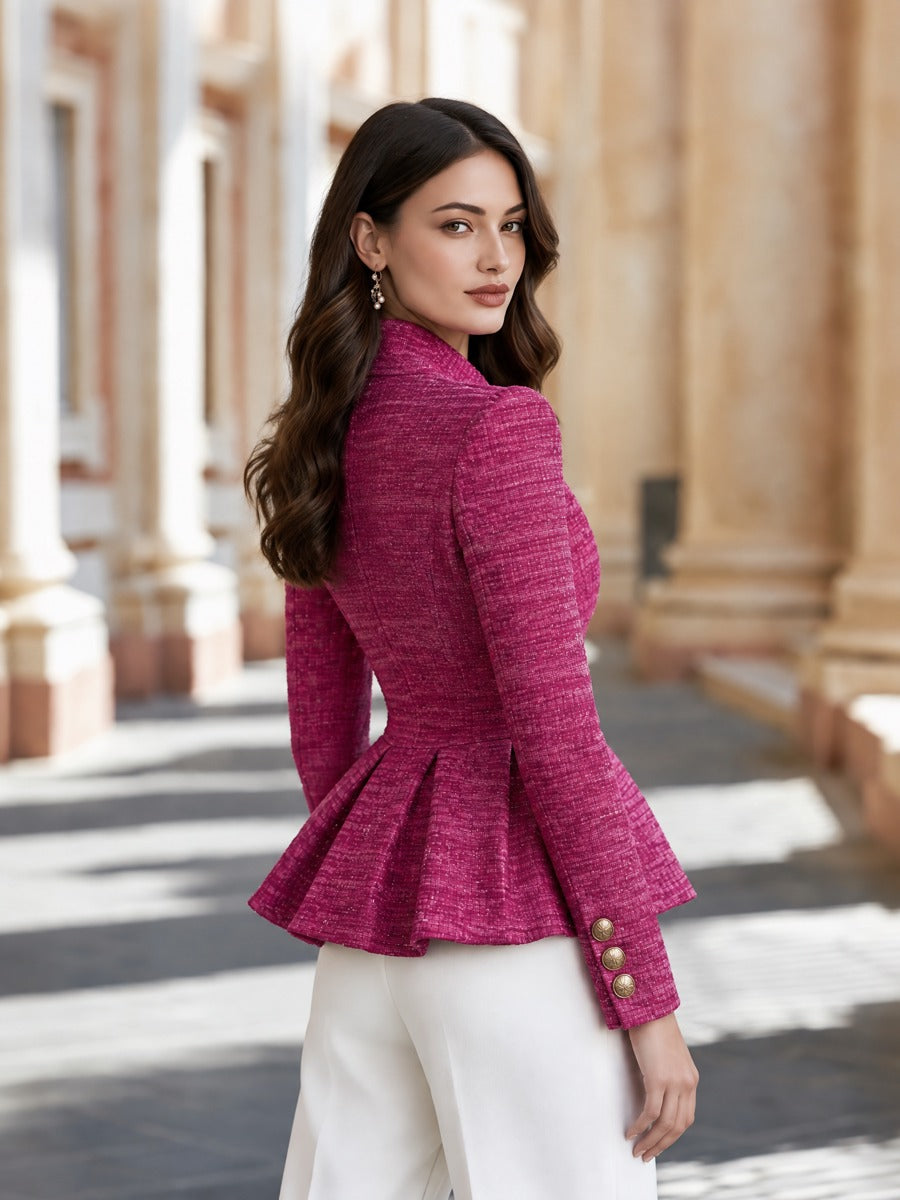Pilili Peplum Kesim Tüvit Blazer Ceket — 3. görsel