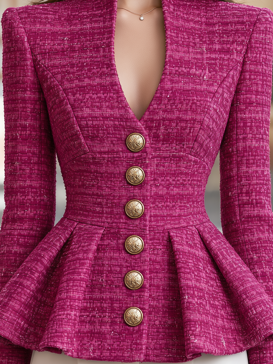 Pilili Peplum Kesim Tüvit Blazer Ceket — 5. görsel