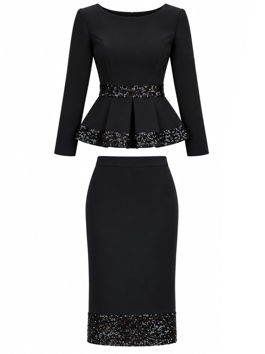 Payet Detaylı Peplum Bluz ve Midi Etek Takımı — 3. görsel